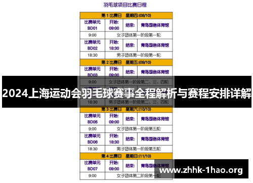 2024上海运动会羽毛球赛事全程解析与赛程安排详解
