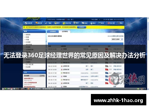 无法登录360足球经理世界的常见原因及解决办法分析
